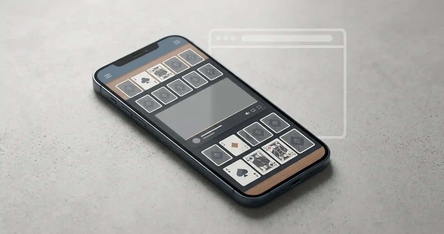 Neutral illustration af smartphone med generisk casino-brugerflade
